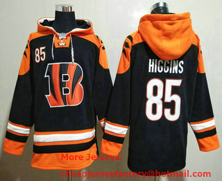 Men's Cincinnati Bengals #85 Tee Higgins Black Ageless Must Have Lace Up Pullover Hoodie