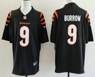 Men's Cincinnati Bengals #9 Joe Burrow Limited Black Vapor Jersey