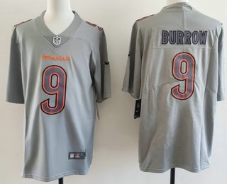Men's Cincinnati Bengals #9 Joe Burrow Limited Grey Fashion Vapor Jersey