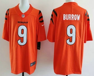 Men's Cincinnati Bengals #9 Joe Burrow Limited Orange Vapor Jersey