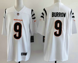Men's Cincinnati Bengals #9 Joe Burrow Limited White Vapor Jersey