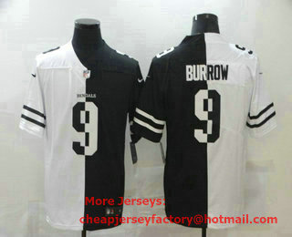 Men's Cincinnati Bengals #9 Joe Burrow White Black Peaceful Coexisting 2020 Vapor Untouchable Stitched NFL Nike Limited Jersey