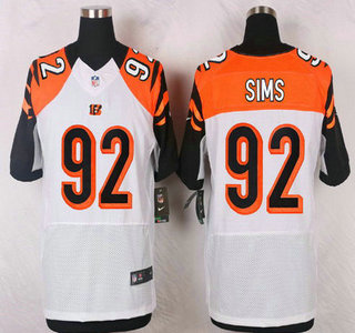 Men's Cincinnati Bengals #92 Pat Sims White Road NFL Nike Elite Jersey