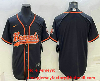 Men's Cincinnati Bengals Blank Black With Patch Cool Base Stitched Baseball Jersey
