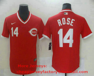 Men's Cincinnati Reds #14 Pete Rose Red Mesh Batting Practice Throwback Nike Jersey