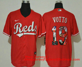 Men's Cincinnati Reds #19 Joey Votto Red Unforgettable Moment Stitched Fashion MLB Cool Base Nike Jersey
