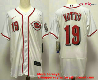 Men's Cincinnati Reds #19 Joey Votto White Stitched MLB Flex Base Nike Jersey