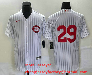 Men's Cincinnati Reds #29 TJ Friedl White Field of Dreams Stitched Baseball Jersey