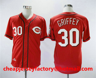 Men's Cincinnati Reds #30 Ken Griffey Jr Red Mitchell & Ness Throwback Jersey