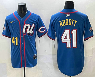 Men's Cincinnati Reds #41 Andrew Abbott Blue 2025 All Star Limited Jersey