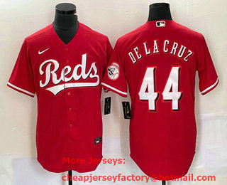 Men's Cincinnati Reds #44 Elly De La Cruz Red With Patch Cool Base Stitched Baseball Jersey