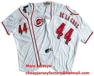 Men's Cincinnati Reds #44 Elly De La Cruz White Limited Stitched Jersey