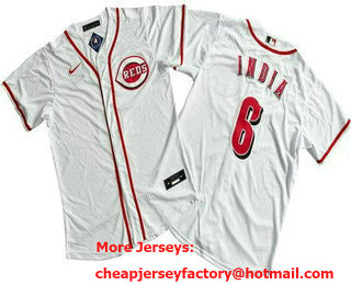 Men's Cincinnati Reds #6 Jonathan India White Cool Base Jersey