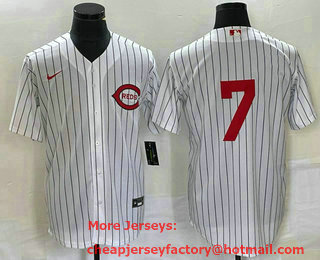 Men's Cincinnati Reds #7 Spencer Steer White 2022 Field of Dreams Cool Base Jersey