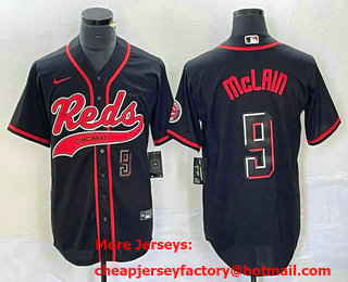Men's Cincinnati Reds #9 Matt McLain Number Black 2023 City Connect Cool Base Stitched Jersey 11