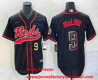 Men's Cincinnati Reds #9 Matt McLain Number Black 2023 City Connect Cool Base Stitched Jersey 12