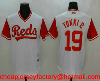 Men's Cincinnati Reds Joey Votto #19 Tokki 2 White 2017 Little League World Series Players Weekend Stitched Nickname Jersey