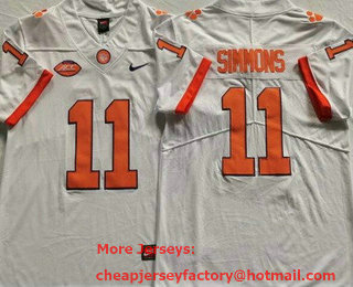 Men's Clemson Tigers #11 Isaiah Simmons White College Football Jersey