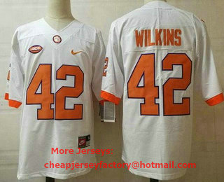 Men's Clemson Tigers #42 Christian Wilkins White College Football Jersey