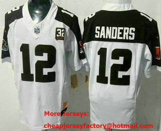 Men's Cleveland Browns #12 Shedeur Sanders Limited White Thanksgiving FUSE Vapor Jersey