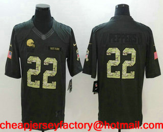 Men's Cleveland Browns #22 Jabrill Peppers Black Anthracite 2016 Salute To Service Stitched NFL Nike Limited Jersey