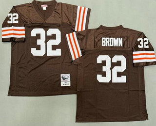 Men's Cleveland Browns #32 Jim Brown Brown 1964 Throwback Jersey