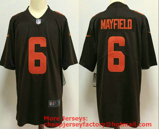 Men's Cleveland Browns #6 Baker Mayfield Brown 2020 Alternate Vapor Untouchable Stitched NFL Nike Limited Jersey