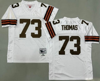 Men's Cleveland Browns #73 Joe Thomas White 2007 Throwback Jersey