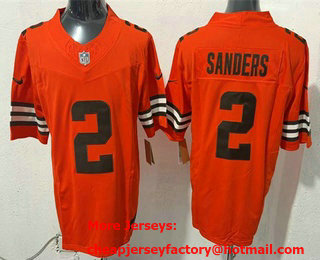 Men's Cleveland Browns 2 Shedeur Sanders Limited Orange Alternate FUSE Vapor Jersey