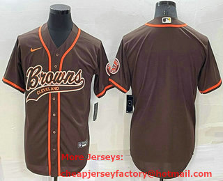 Men's Cleveland Browns Blank Brown Stitched MLB Cool Base Nike Baseball Jersey