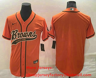 Men's Cleveland Browns Blank Orange Stitched MLB Cool Base Nike Baseball Jersey