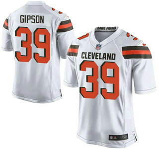 Men's Cleveland Browns #39 Tashaun Gipson White Road 2015 NFL Nike Elite Jersey