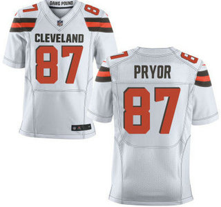Men's Cleveland Browns #87 Terrelle Pryor White Road 2015 NFL Nike Elite Jersey