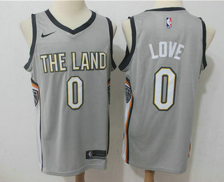 Men's Cleveland Cavaliers #0 Kevin Love Grey 2017-18 Nike City Edition Swingman Jersey