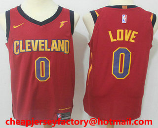 Men's Cleveland Cavaliers #0 Kevin Love Red 2017-2018 Nike Authentic Goodyear Stitched NBA Jersey