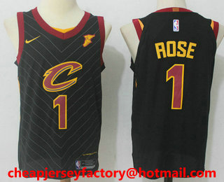 Men's Cleveland Cavaliers #1 Derrick Rose Black 2017-2018 Nike SAuthentic Goodyear Stitched NBA Jersey