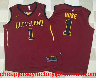 Men's Cleveland Cavaliers #1 Derrick Rose New Burgundy Red 2017-2018 Nike Swingman Stitched NBA Jersey