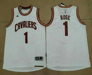 Men's Cleveland Cavaliers #1 Derrick Rose White Revolution 30 Swingman Stitched NBA Jersey