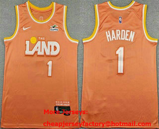 Men's Cleveland Cavaliers #1 James Harden Orange 2025 City Sponsor Swingman Jersey