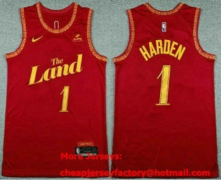 Men's Cleveland Cavaliers #1 James Harden Red City Sponsor Swingman Jersey