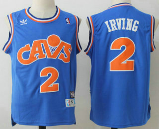 Men's Cleveland Cavaliers #2 Kyrie Irving Blue Hardwood Classics Soul Swingman Throwback Jersey