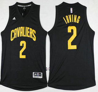 Men's Cleveland Cavaliers #2 Kyrie Irving Revolution 30 Swingman 2016 Black With Gold Jersey