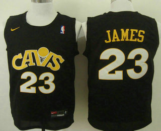 Men's Cleveland Cavaliers #23 LeBron James Black CAVS Throwback Nike Jersey