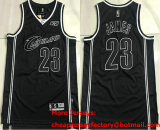Men's Cleveland Cavaliers #23 LeBron James Black Hardwood Classics Soul AU Throwback Jersey