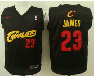Men's Cleveland Cavaliers #23 LeBron James Black With Red Fashion Nike Jersey