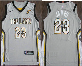 Men's Cleveland Cavaliers #23 LeBron James Grey 2017-18 Nike City Edition Authentic Jersey