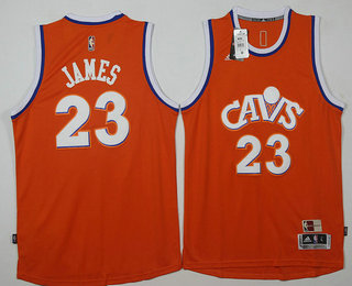 Men's Cleveland Cavaliers #23 LeBron James New CavFanatic Orange Hardwood Classics Soul Swingman Throwback Jersey
