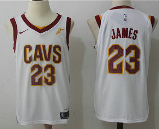 Men's Cleveland Cavaliers #23 LeBron James White 2017-2018 Nike Authentic Goodyear Stitched NBA Jersey