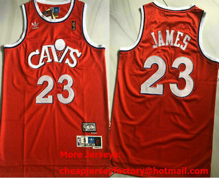Men's Cleveland Cavaliers #23 LeBron James Red Hardwood Classics Soul AU Throwback Jersey