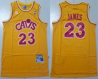 Men's Cleveland Cavaliers #23 LeBron James Yellow Hollywood Classic Swingman Jersey